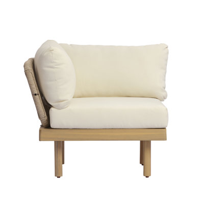 Chaises longues de patio Lb, siège de coin moderne en corde de bois d'acacia pour patio