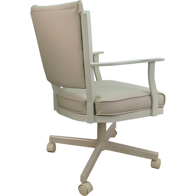 Leather Dining Caster Chair Swivel Tilt, Tan, Beige