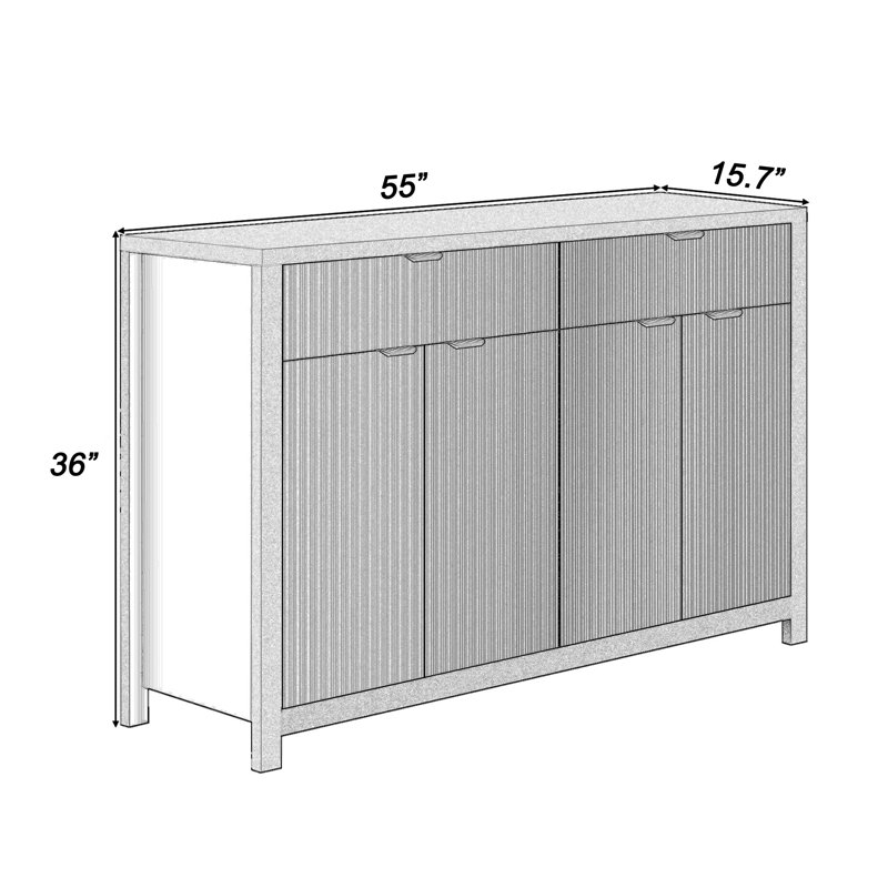 47.2'' Wide 2 - Drawer Office Storage Cabinets Credenza, White