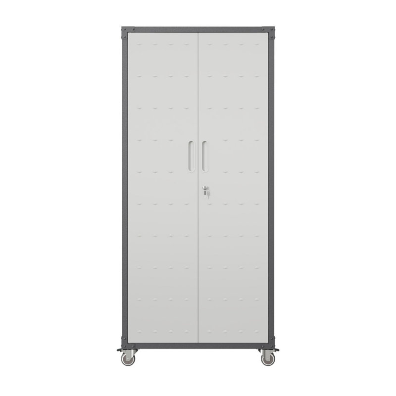 71-Inch Metal Garage Storage Cabinet With Wheels Heavy-Duty Tool Storage For Home/Office/Garage Black/Gray