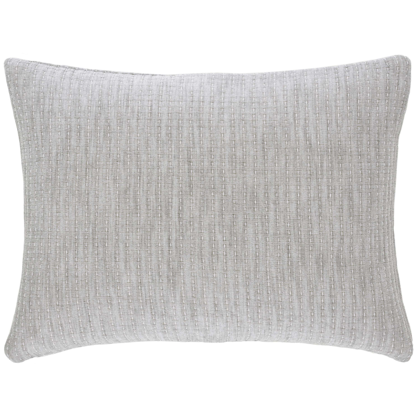 Pick Stitch Cotton Shams, Standard, Gray