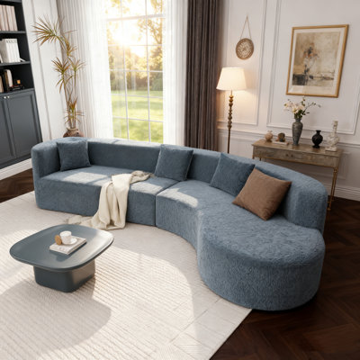 Canapé modulaire courbé de 132 po avec 4 coussins décoratifs et canapé modulaire 2 pièces pour le salon