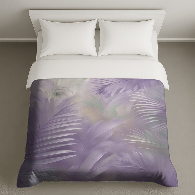 Housses de couette feuilles de palmier lavande, Lit simple
