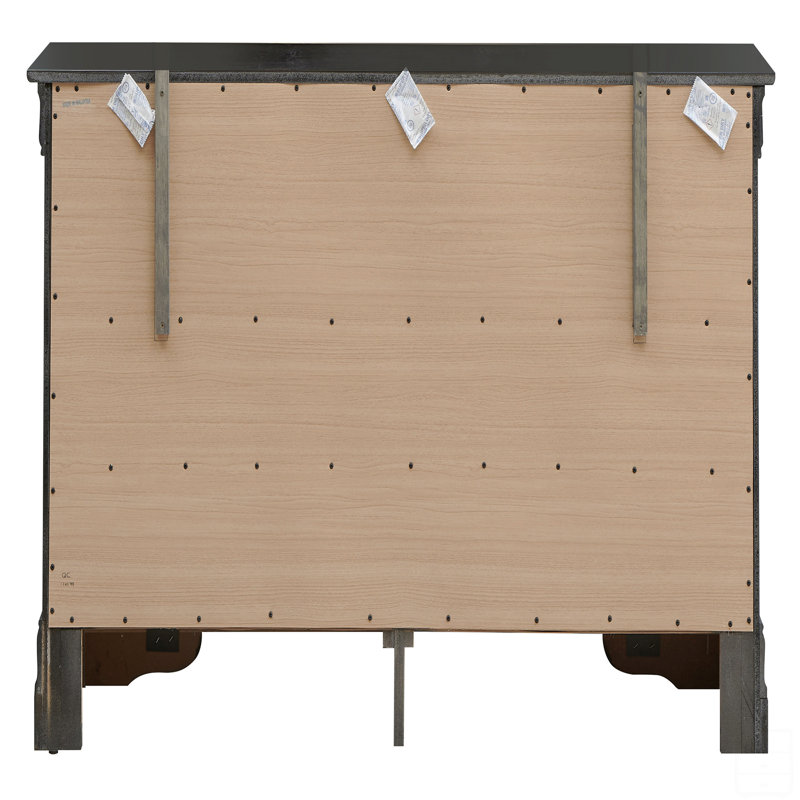 57'' W 6 - Drawer Dresser, Black Metallic
