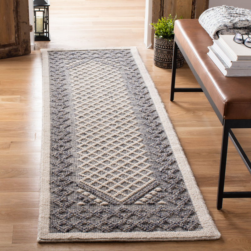 Segrest Geometric Handwoven Wool and Cotton Area Rug , Runner 2'3" x 8'