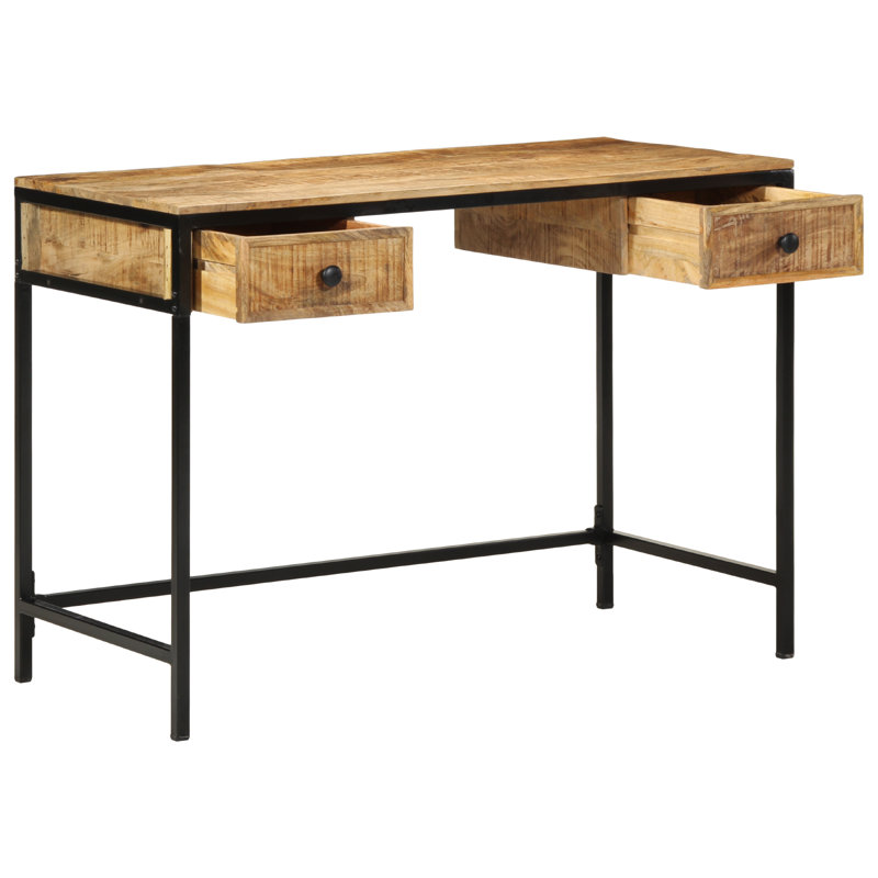 Solid Wood Top Metal Base Writing Desk
