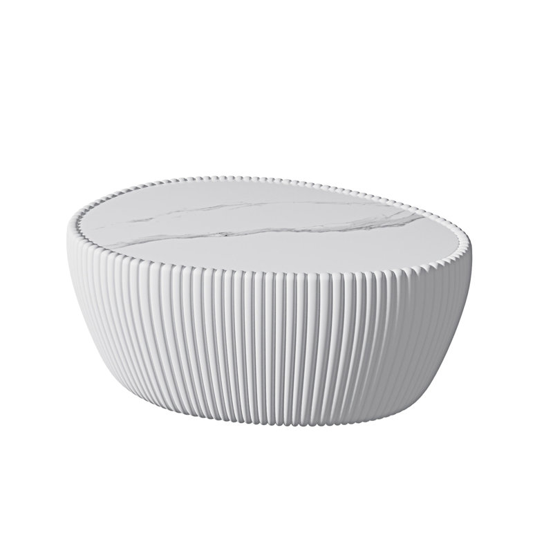 Sintered Stone Top Coffee Sofa Table, White