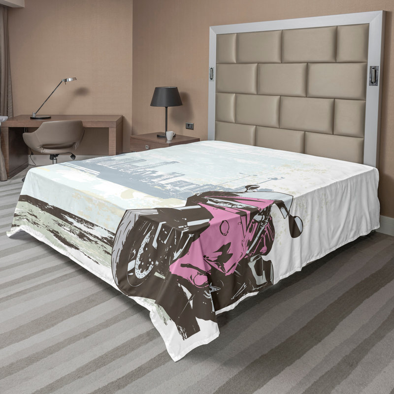 Drap plat Ambesonne Cityscape par River Pink Black, Drap plat de taille double