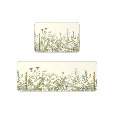 Ensemble de 2 tapis de cuisine à motif botanique à motif botanique sauvage Wildflower