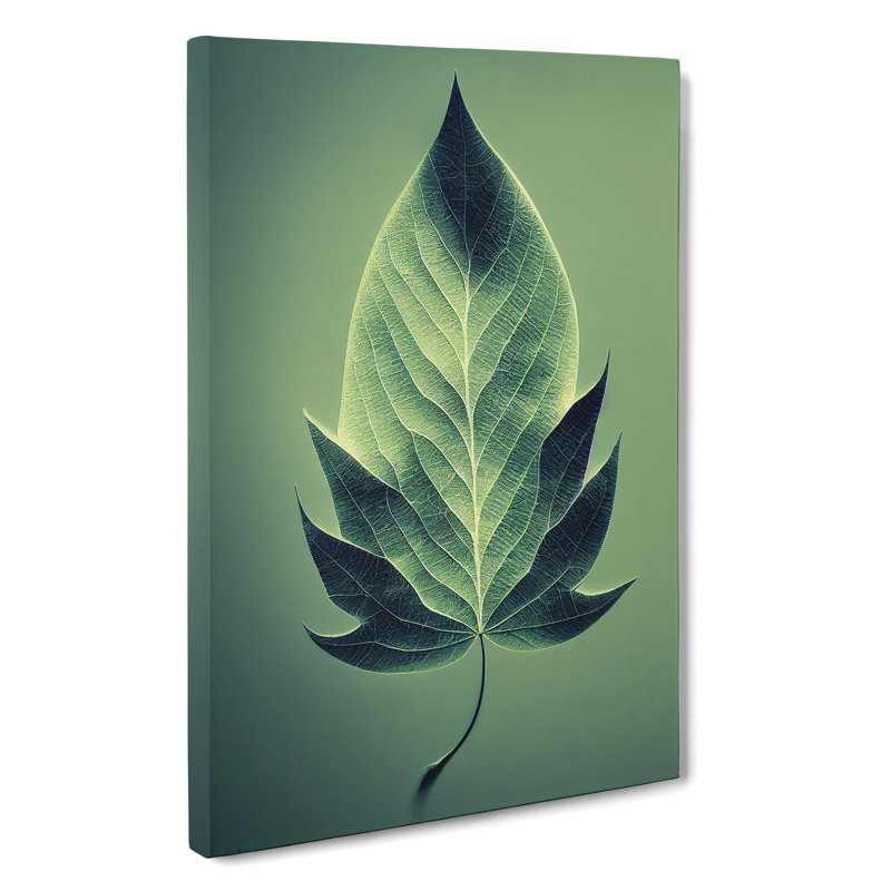 Single Plant Leaf No.1 - Wall Art, Wrapped Canvas, 50cm H x 35cm W, No Matte