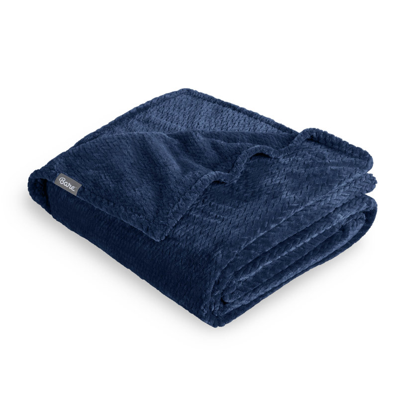 Couverture texturée Microplush, Jeté, Bleu foncé
