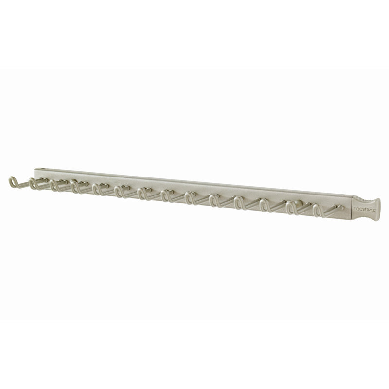 Nickel Finish Steel 14-Hook Sliding Tie and Belt Rack
