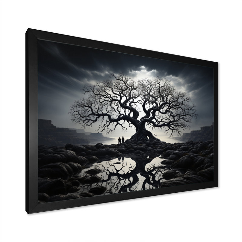 Arbre de contraste monochrome II - décoration murale florale, Noir, H 34 po x l 44 po x P 1,5 po
