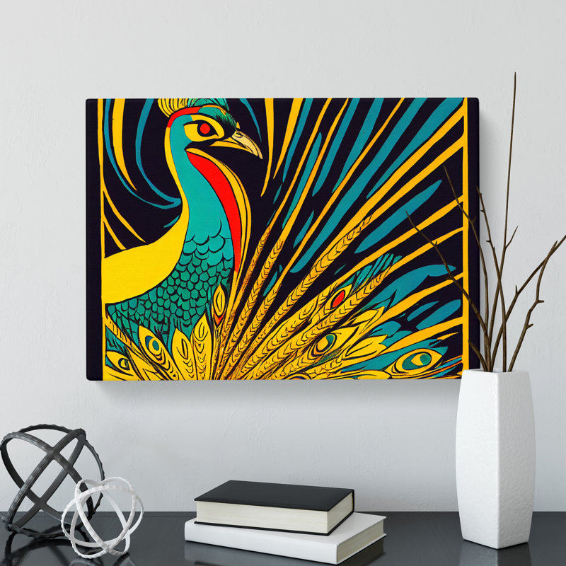 The Neat Peacock Abstract - Wrapped Canvas, 35cm H x 50cm W x 3cm D