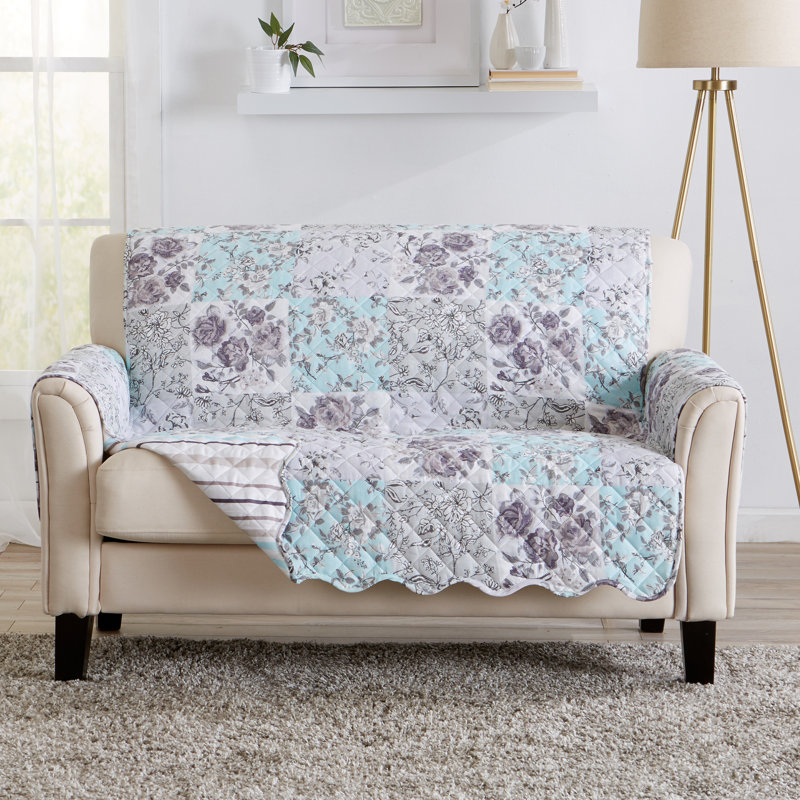 Maribel Loveseat Cover, Gris / turquoise