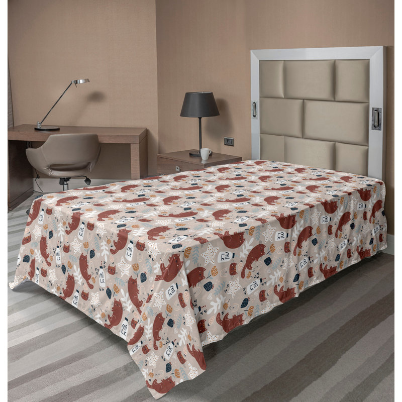 Drap-housse pour chat Ambesonne, Drap plat pour lit simple