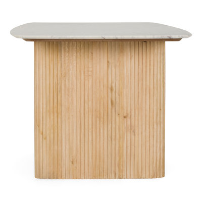 Carmela Marble Top Solid Wood Base Dining Table