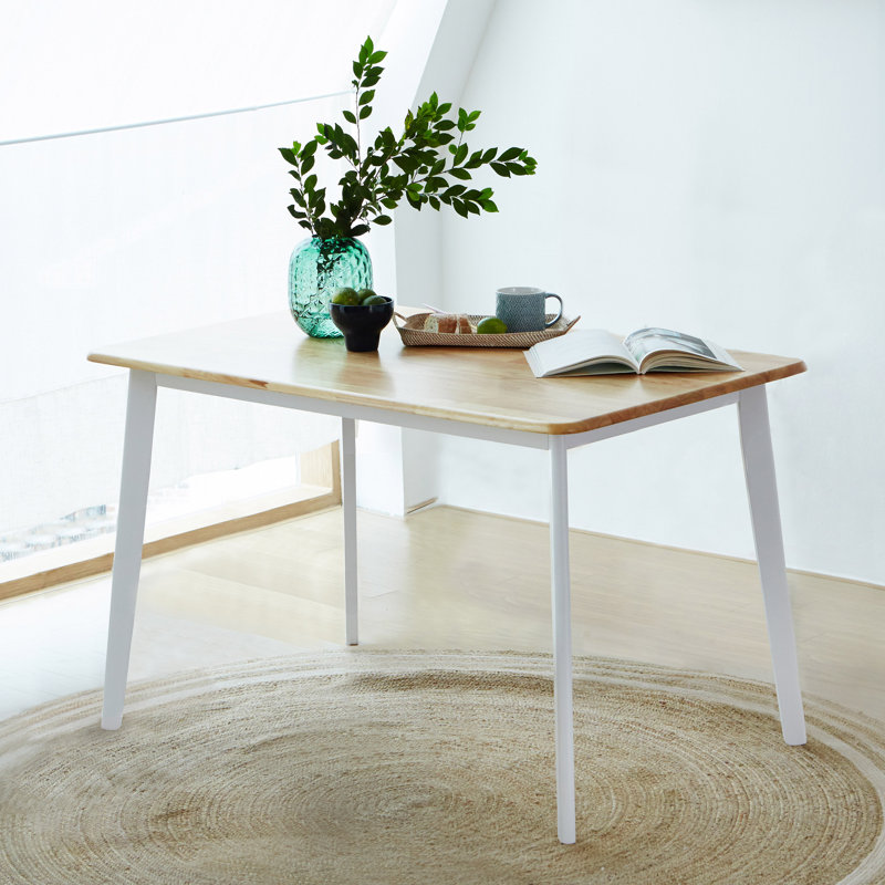 Gladkowski Oak Solid Wood Modern Dining Table, Oak Top/White Base