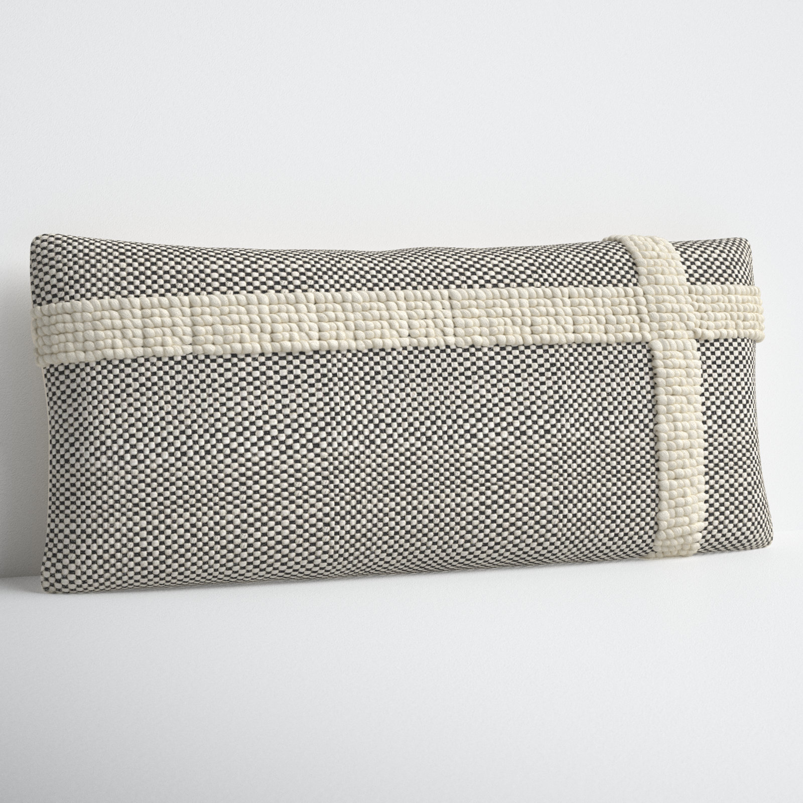 Sefarina Striped Wool Lumbar Throw Pillow, Polyester/Polyfill