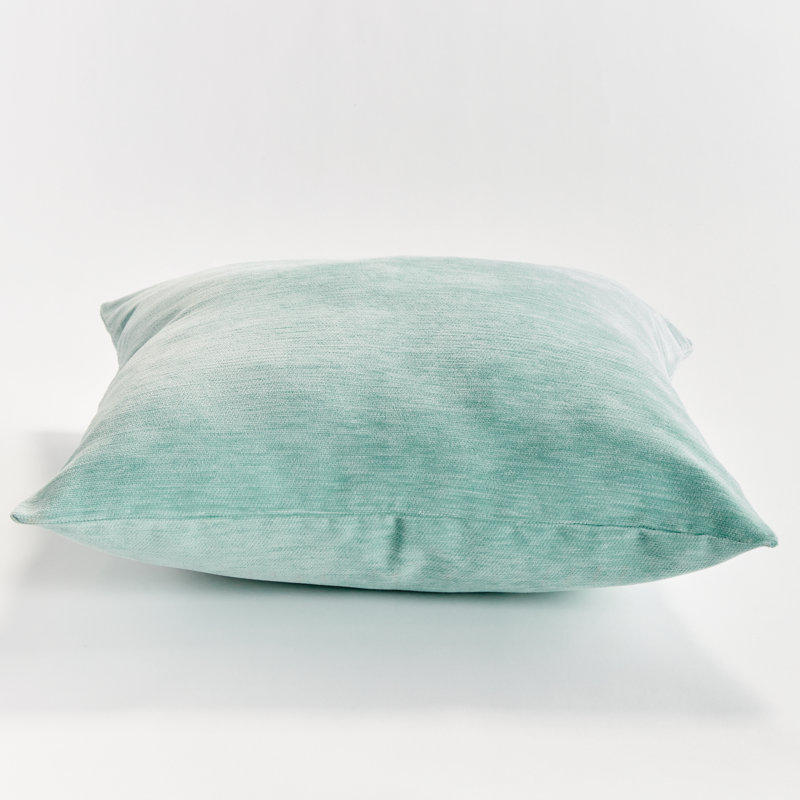 Suri Polyester Indoor/Outdoor Pillow Cover & Insert, Square, Seafoam/White, 24"H x 24"W