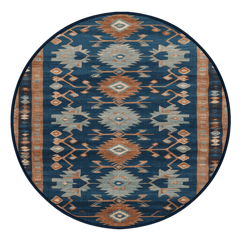 Machine Washable Turkish Gray Area Rug, Round 6'