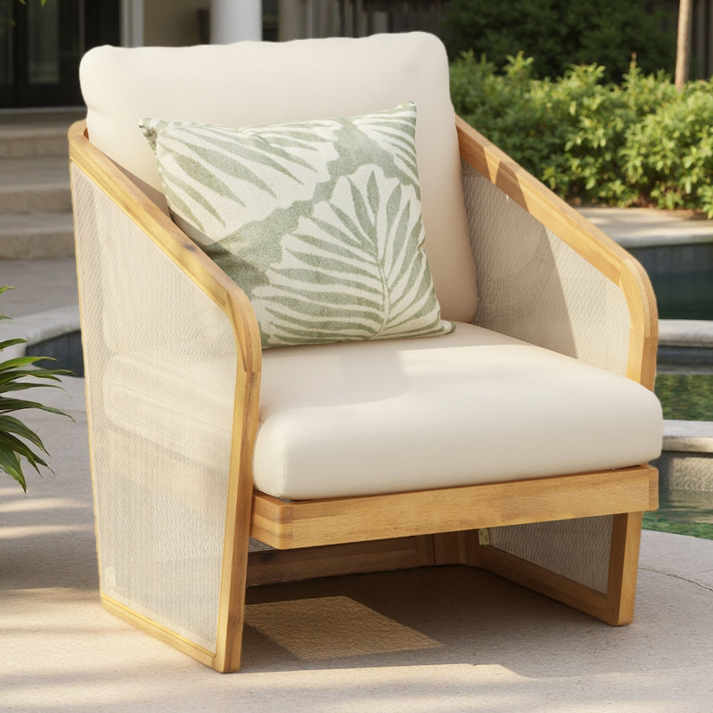 Wood PVC-coated polyester Club Chair