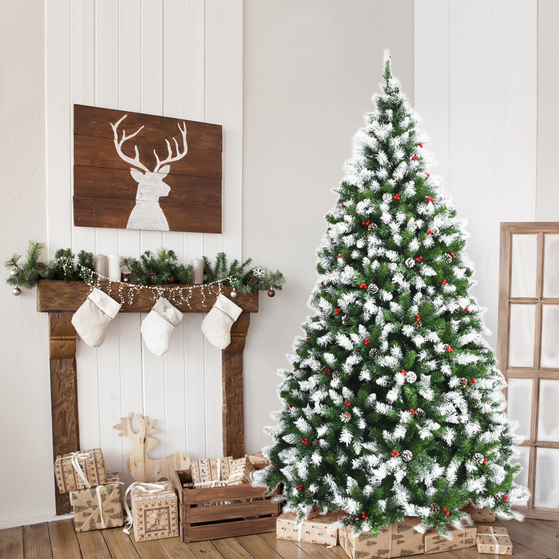 Lighted Artificial Pine Christmas Tree, 7.5' H