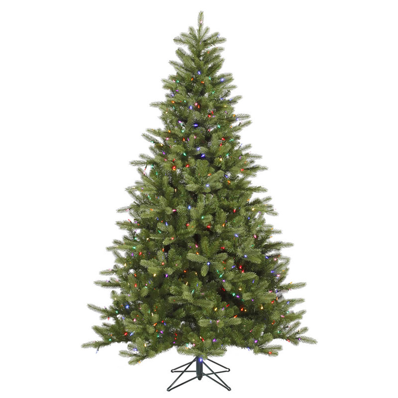 King Green Spruce Artificial Christmas Tree with LED Warm White Lights with Stand, 9' H, Clear/White Dura-Lit® LED