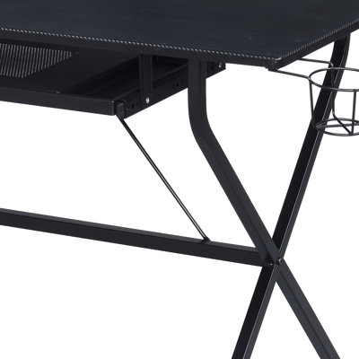 Black Computer Desk Featuring Keyboard Tray, Build And Practical Design With Ample Desktop Area For Various Uses