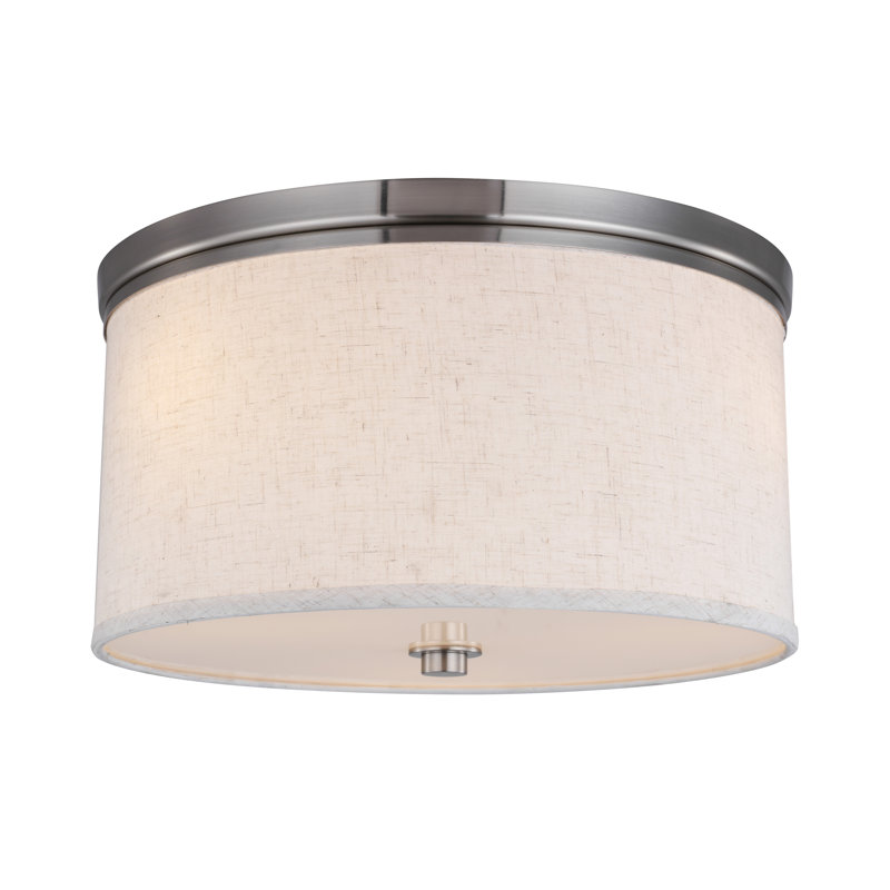 Juhasz Fabric Flush Mount, White, Satin Nickel