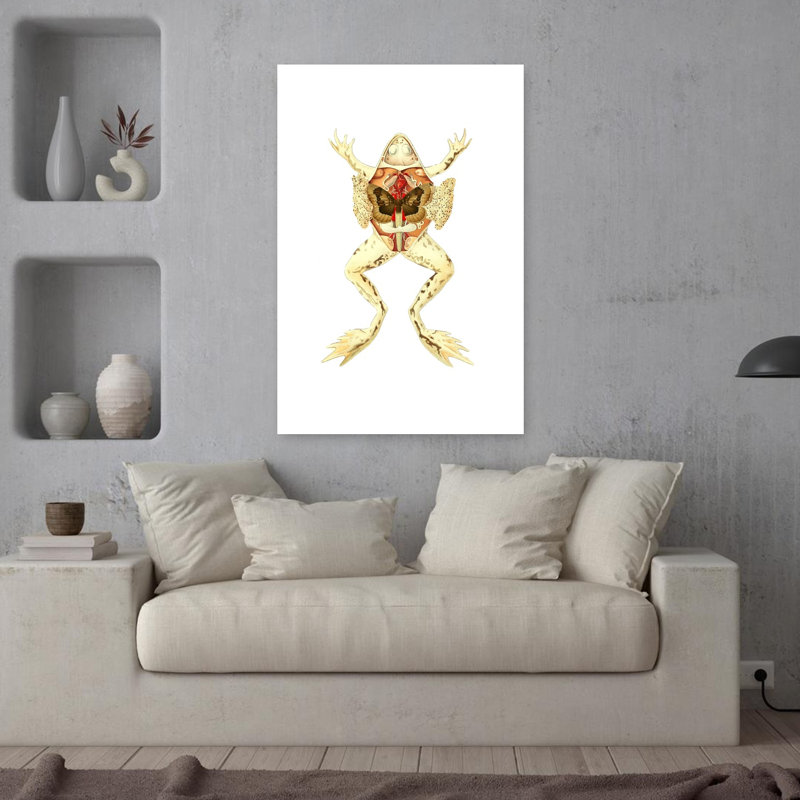 Art contemporain de grenouille papillon, H 36 po x l 24 po