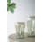 S/2 Decorative Green Glass Vases With Face Motifs