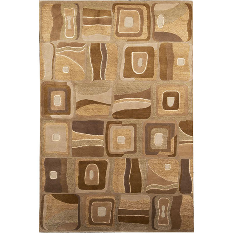 Himalayan Wool Abstract Area Rug in Brown