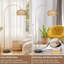 Lampes sur pied dorées pour le salon, lampe sur pied à arc avec télécommande et ampoule à intensité variable, lampe sur pied en rotin Boho avec 3 températures de couleur, lampe haute réglable en hauteur pour la chambre à coucher, lampe de lecture sur canapé