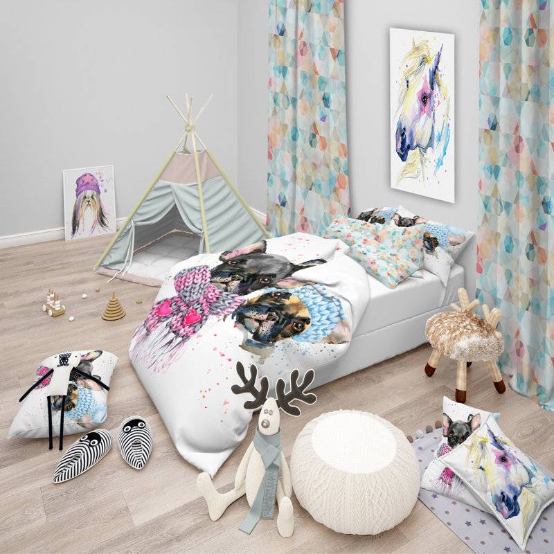 Lovely Puppies Animal Print Microfiber Duvet Cover Set