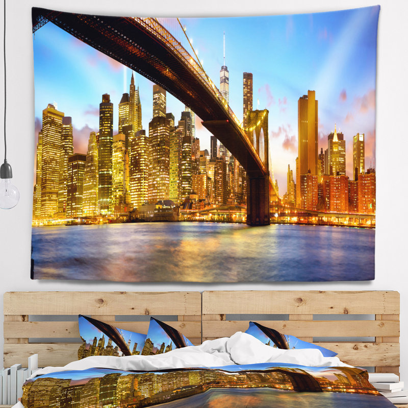 Paysage urbain de Manhattan avec tapisserie gratte-ciel, H 50 po x l 60 po