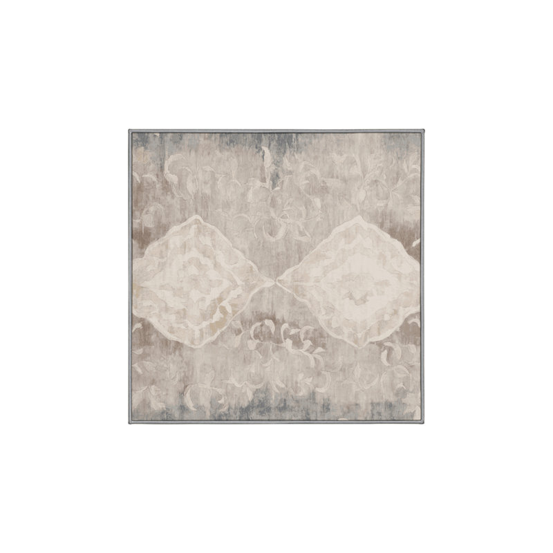 Machine Washable Gray Area Rug GSIX03590, Square 4'