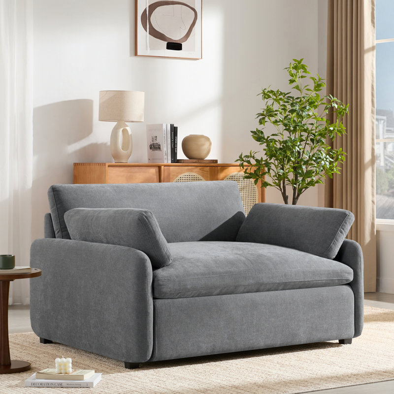 Fauteuil surdimensionné en chenille avec assise profonde, Gris