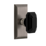Grandeur Fifth Avenue Short Plate Single Dummy with Baguette Black Crystal Door Knob