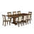 9 Piece Dining Table Set Includes a Rectangle Wooden Table with Removable Leaf and 8 Light Beige Linen Fabric Upholstered Chairs, Antique Walnut-677213870-677213869