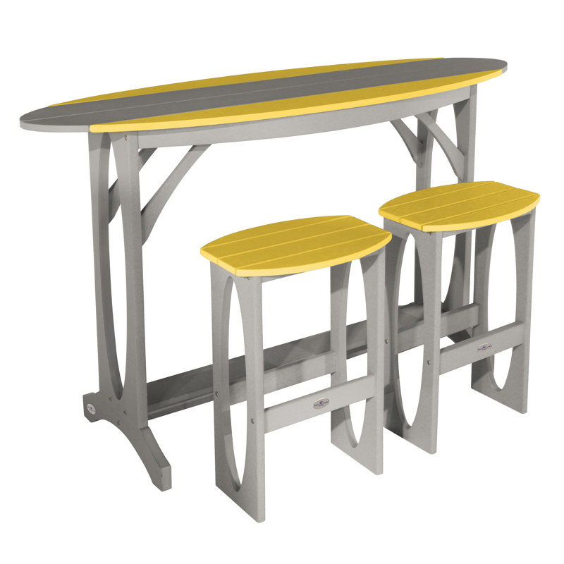 Shoreline 3-Piece Bar Height Balcony Set, Cove Gray/Sunbeam Yellow
