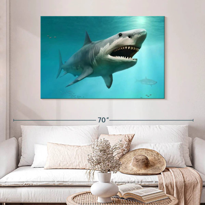 Brampt Extinct Megalodon Shark, 32'' H x 48'' W