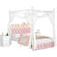 Ensemble de chambre à coucher pour enfants: cadre de lit à baldaquin à DEL avec ports de charge + 2 tables de chevet avec prises et tiroirs (Whisper-Soft Pink, tailles F)-1337733679-1332448568