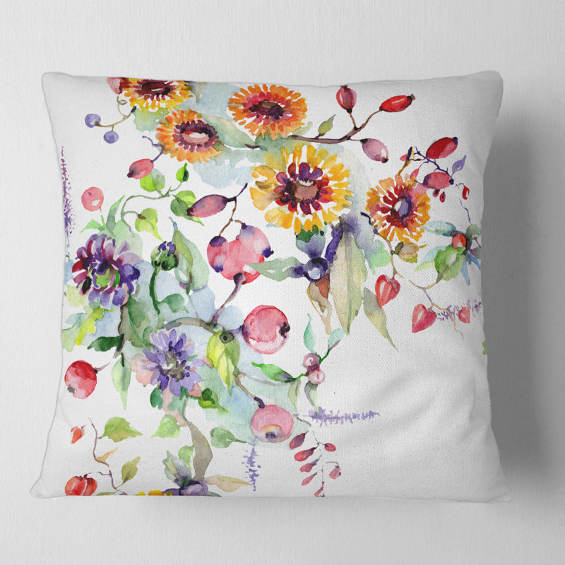 Floral Throw Pillow, 16" x 16"