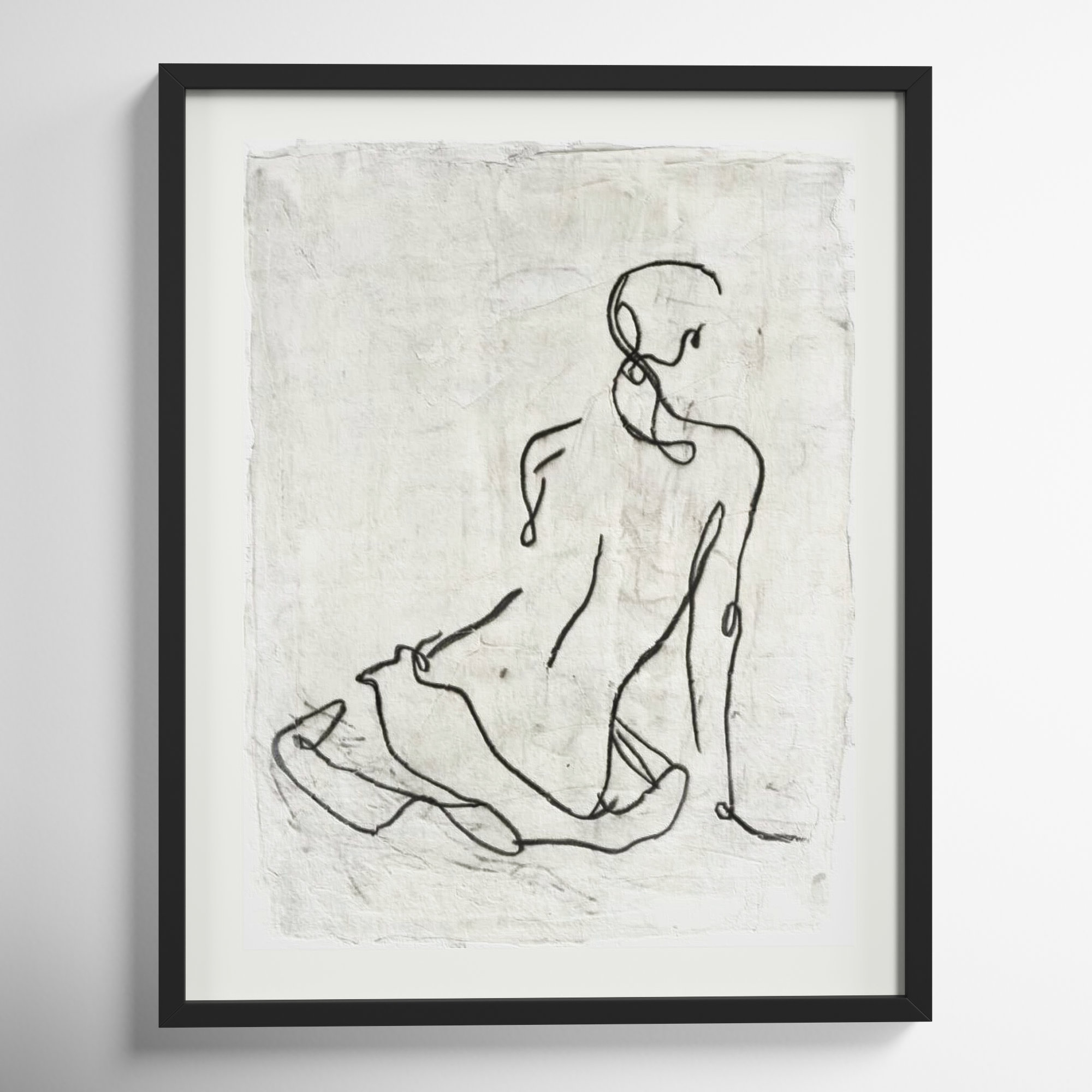 Embellished Gestural Contour I (Nude) by Ethan Harper, 41" H x 33" W, Black Framed Paper