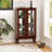 44'' H Lighted Retro China Cabinet, With 2 Tempered Glass Doors And 3-Tier Curio Cabinet Display Cabinet -101643338