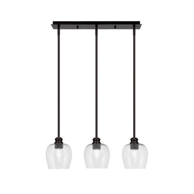 Luminaire suspendu linéaire à 3 lumières Edge avec verre à bulles 6 po Edge