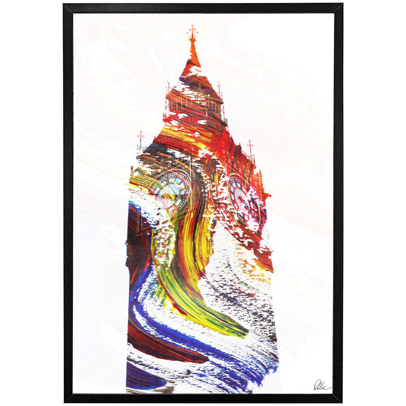 Swirly Ben - Single Picture Frame Print, Black, 114cm H x 76cm W x 4cm D