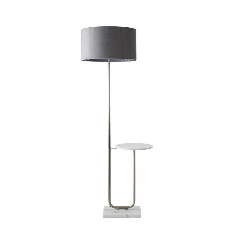 Replogle Matte Tray Table Floor Lamp Set, No, Grey, Chrome