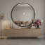 Miroir de salle de bain rond noir de 36 pouces, miroir de meuble-lavabo à cadre en métal pour évier, miroir mural moderne pour entrée et salon-87783738-121847385